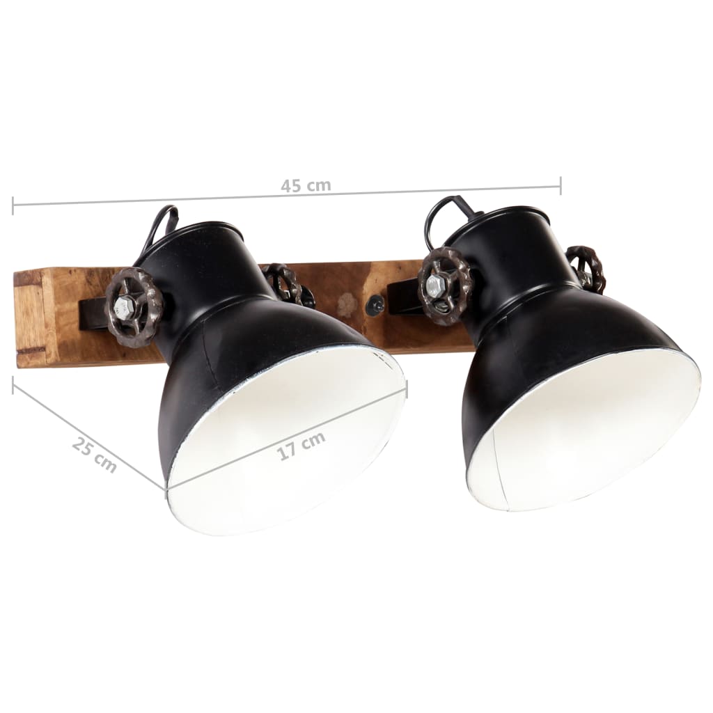 vidaXL Industriálna nástenná lampa, čierna 45x25 cm E27