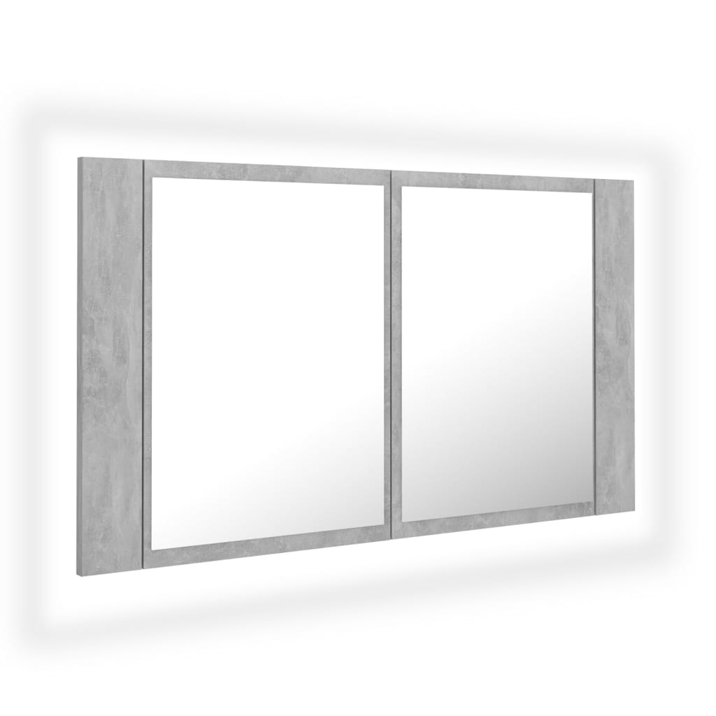 vidaXL LED kúpeľňová zrkadlová skrinka betónovosivá 80x12x45 cm