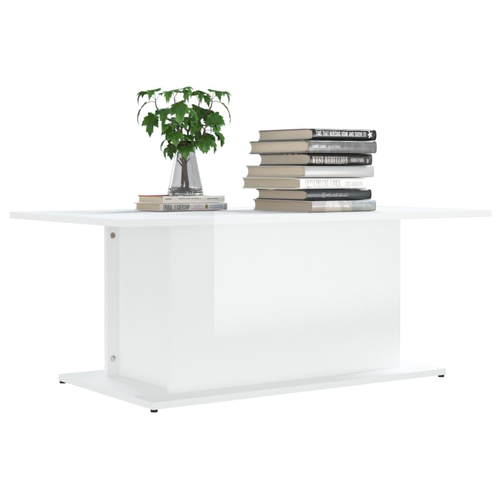 vidaXL Konferenčný stolík lesklý biely 102x55,5x40 cm drevotrieska