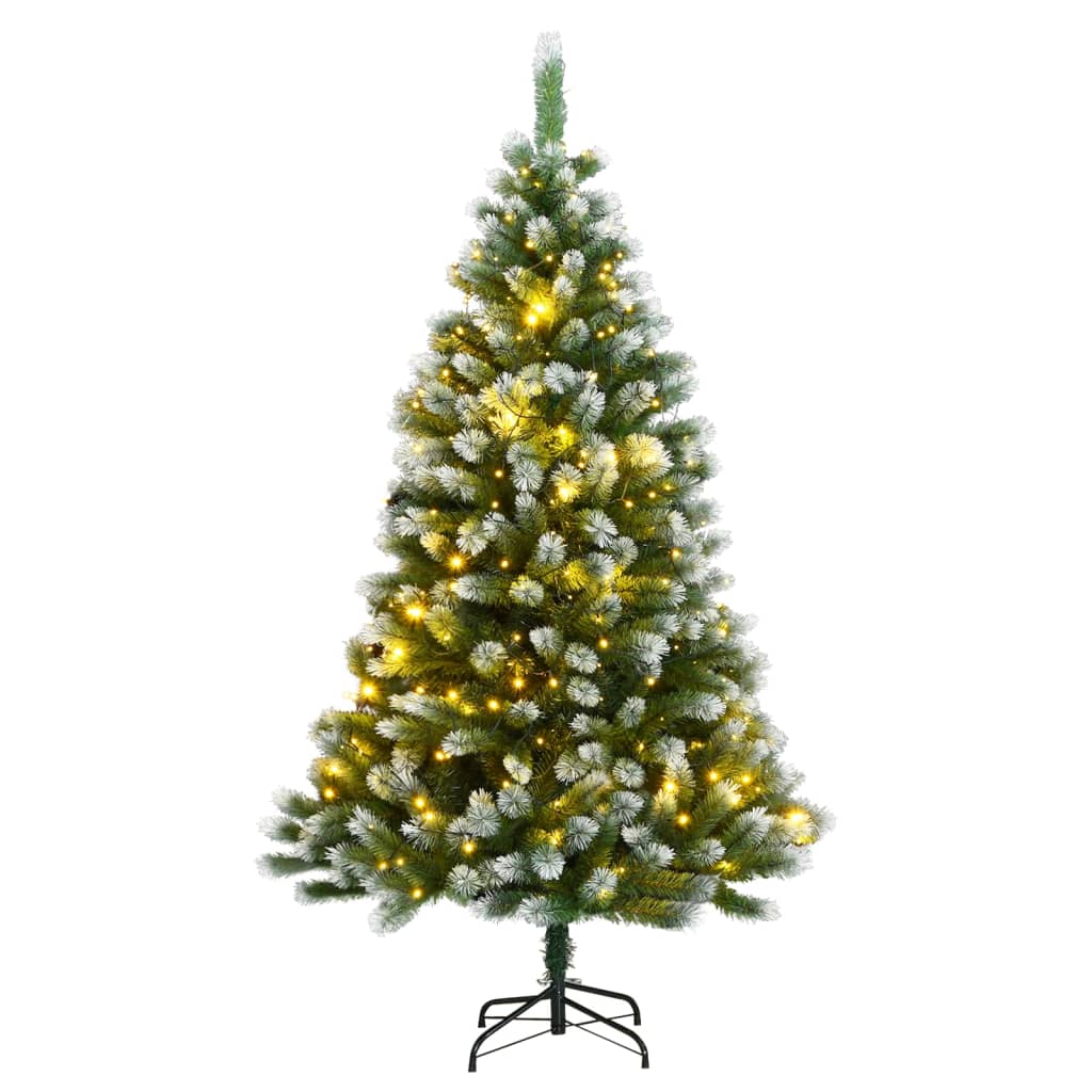 vidaXL Umelý výklopný vianočný stromček 300 LED a snehové vločky 210cm