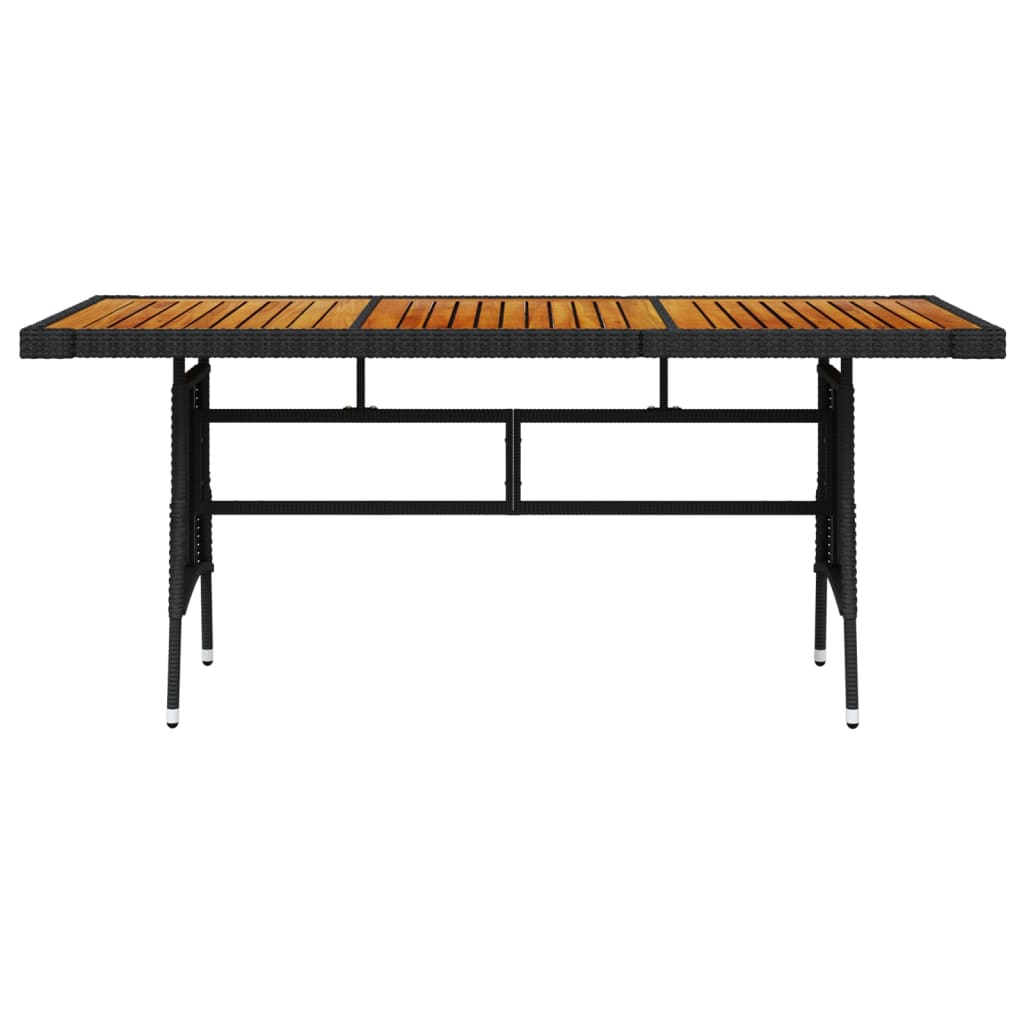 vidaXL Záhradný stôl čierny 160x70x72 cm polyratan a akáciový masív