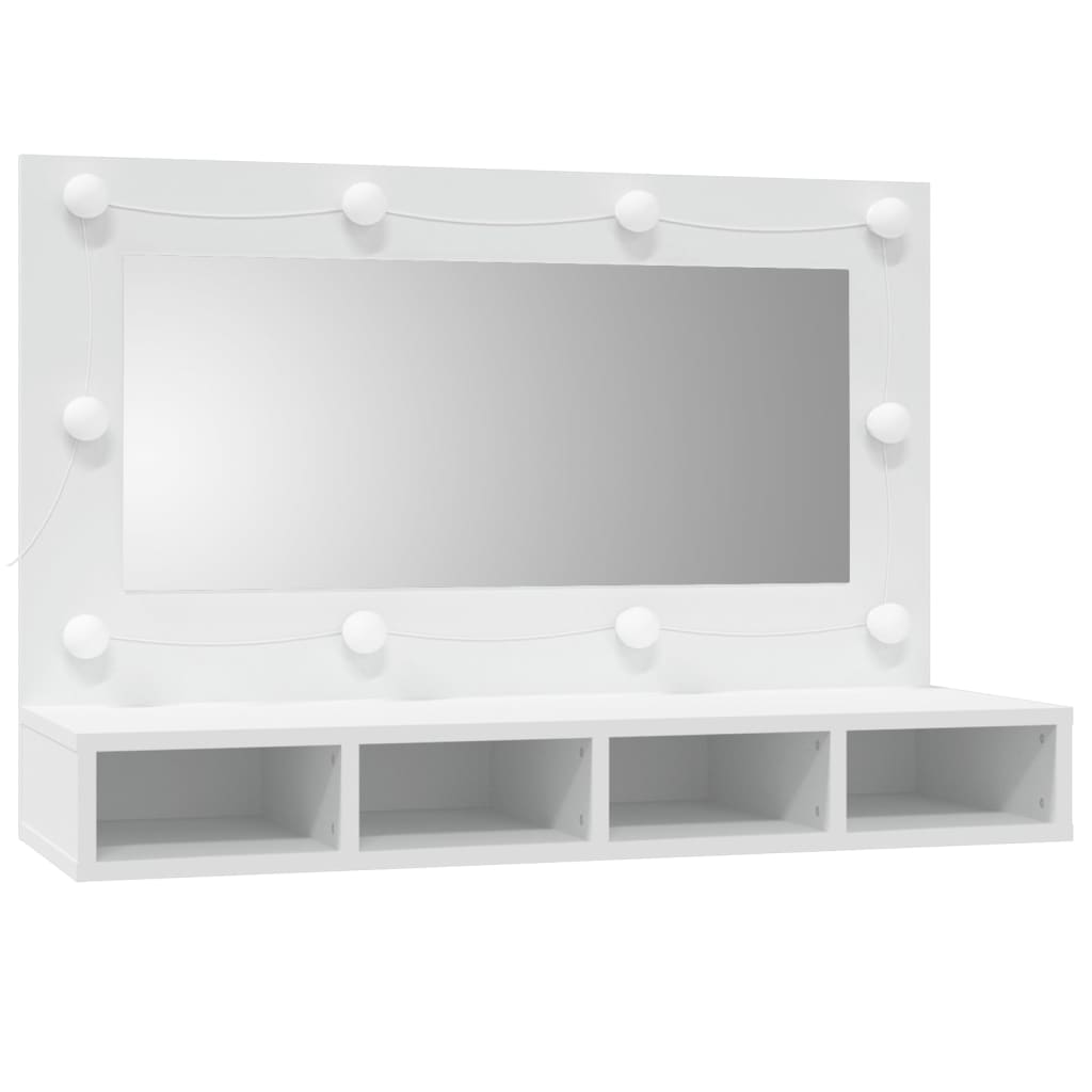 vidaXL Zrkadlová skrinka s LED biela 90x31,5x62 cm