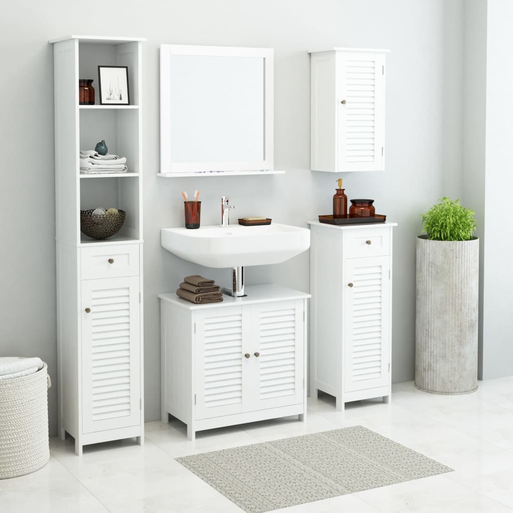 vidaXL Kúpeľňový nábytok, 5-dielna sada, biela
