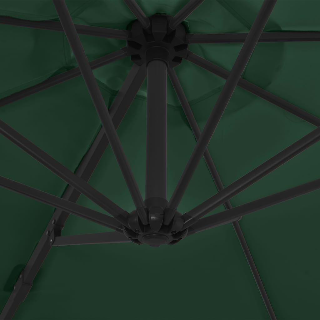 vidaXL Závesný slnečník s oceľovou tyčou zelený 300 cm