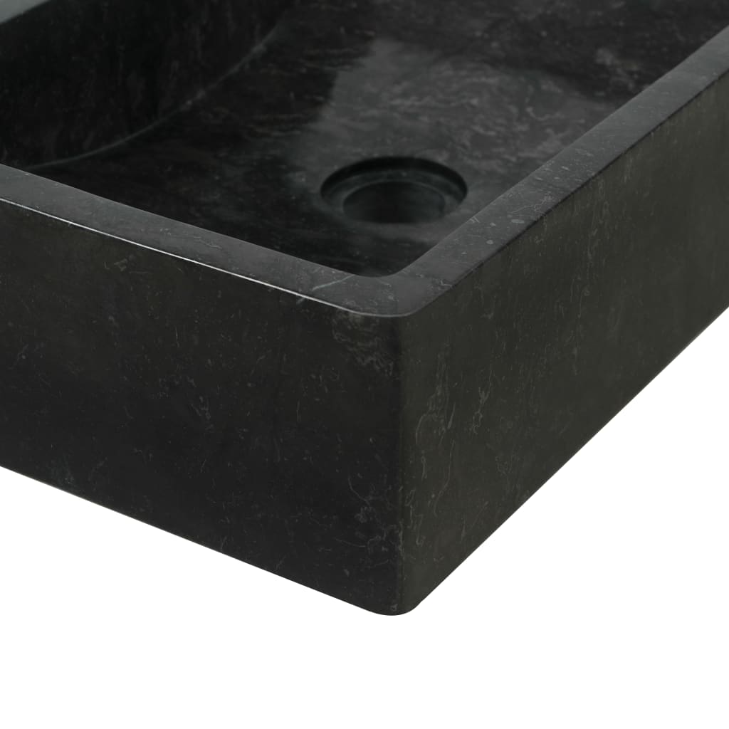vidaXL Kúpeľňová skrinka s mramorovým umývadlom teakový masív čierna