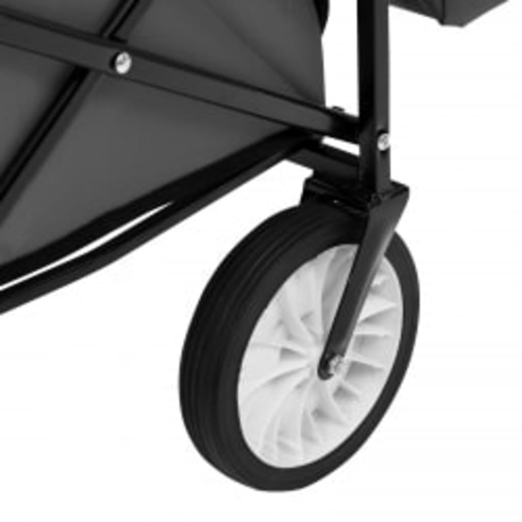 vidaXL Skladací ručný vozík so strieškou oceľ sivý