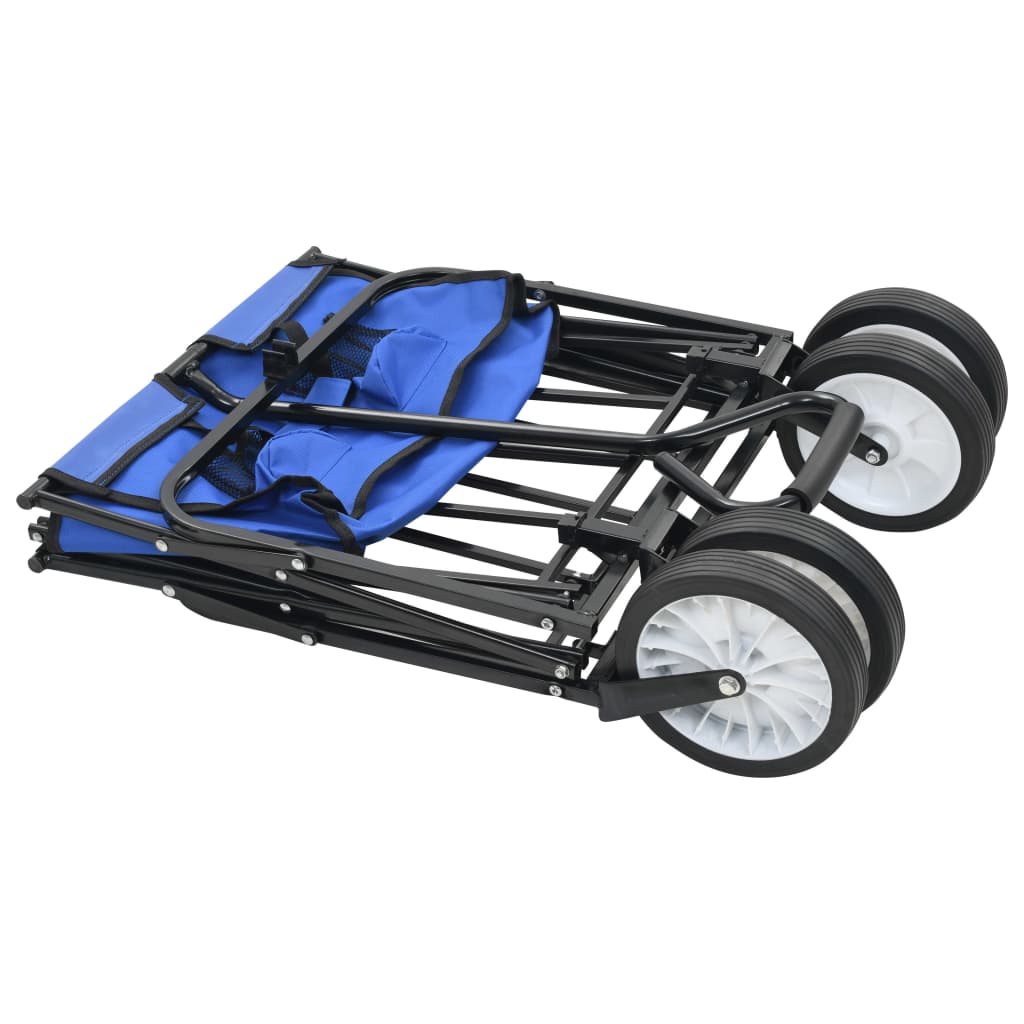vidaXL Skladací ručný vozík, oceľ, modrý