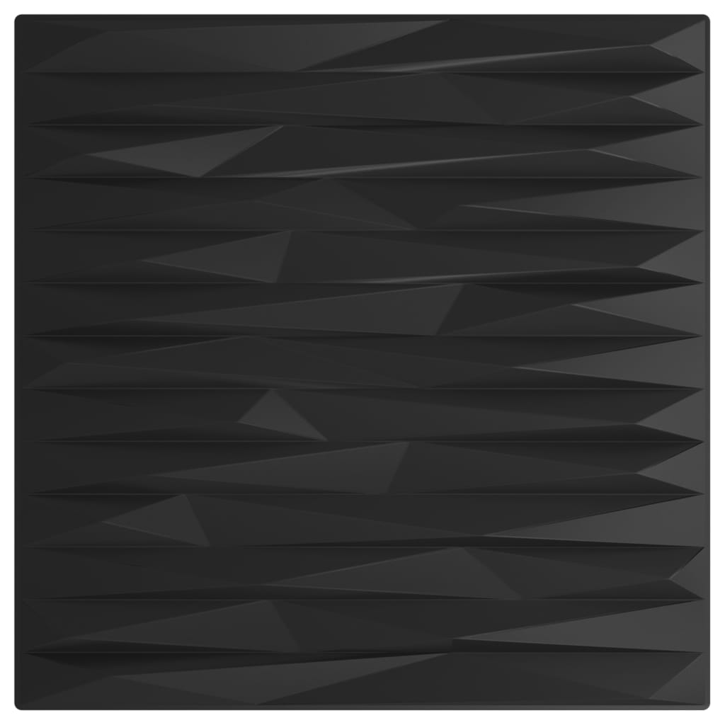 vidaXL Nástenné panely 12 ks, čierne 50x50 cm, XPS 3 m² kameň