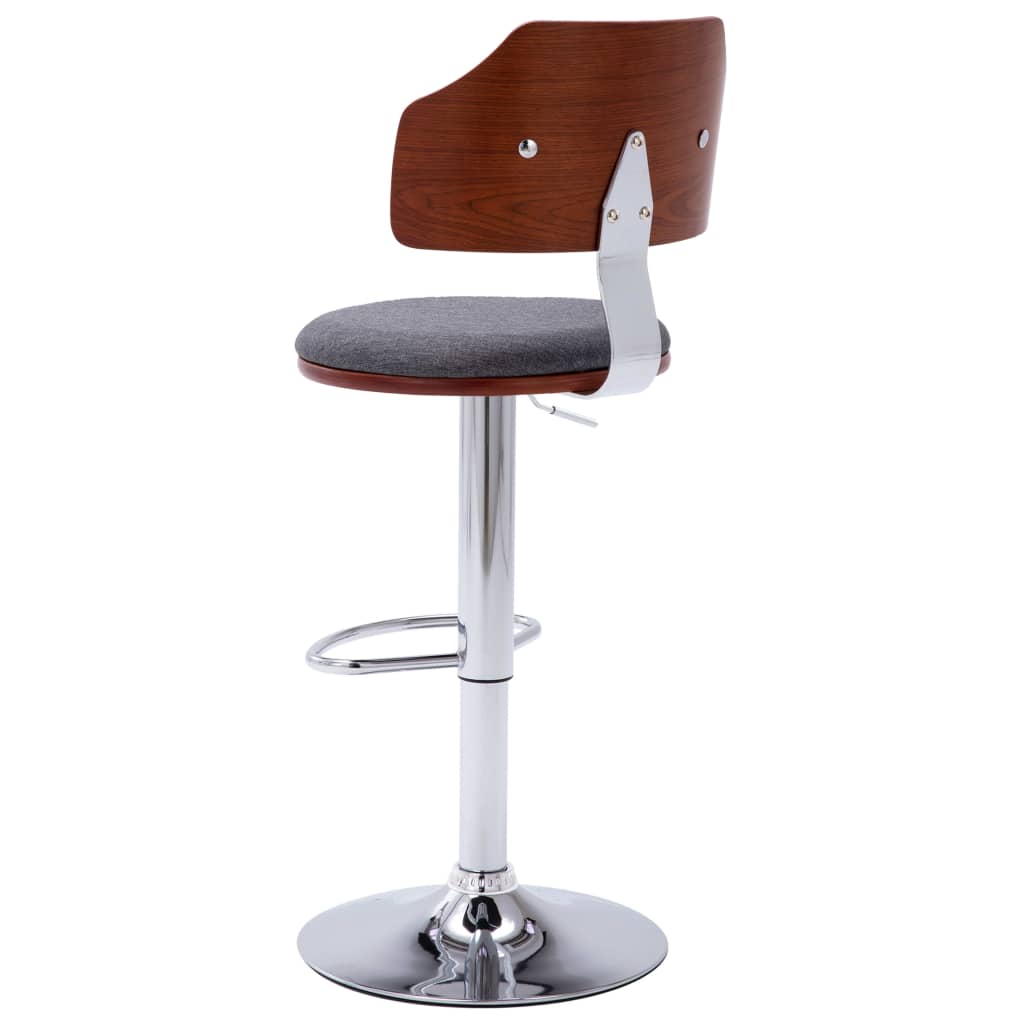 vidaXL Barové stoličky 2 ks, tmavosivé, ohýbané drevo a látka