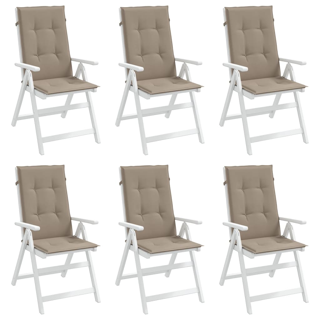 vidaXL Podložky na záhradné stoličky 6 ks, sivohnedé 120x50x4 cm