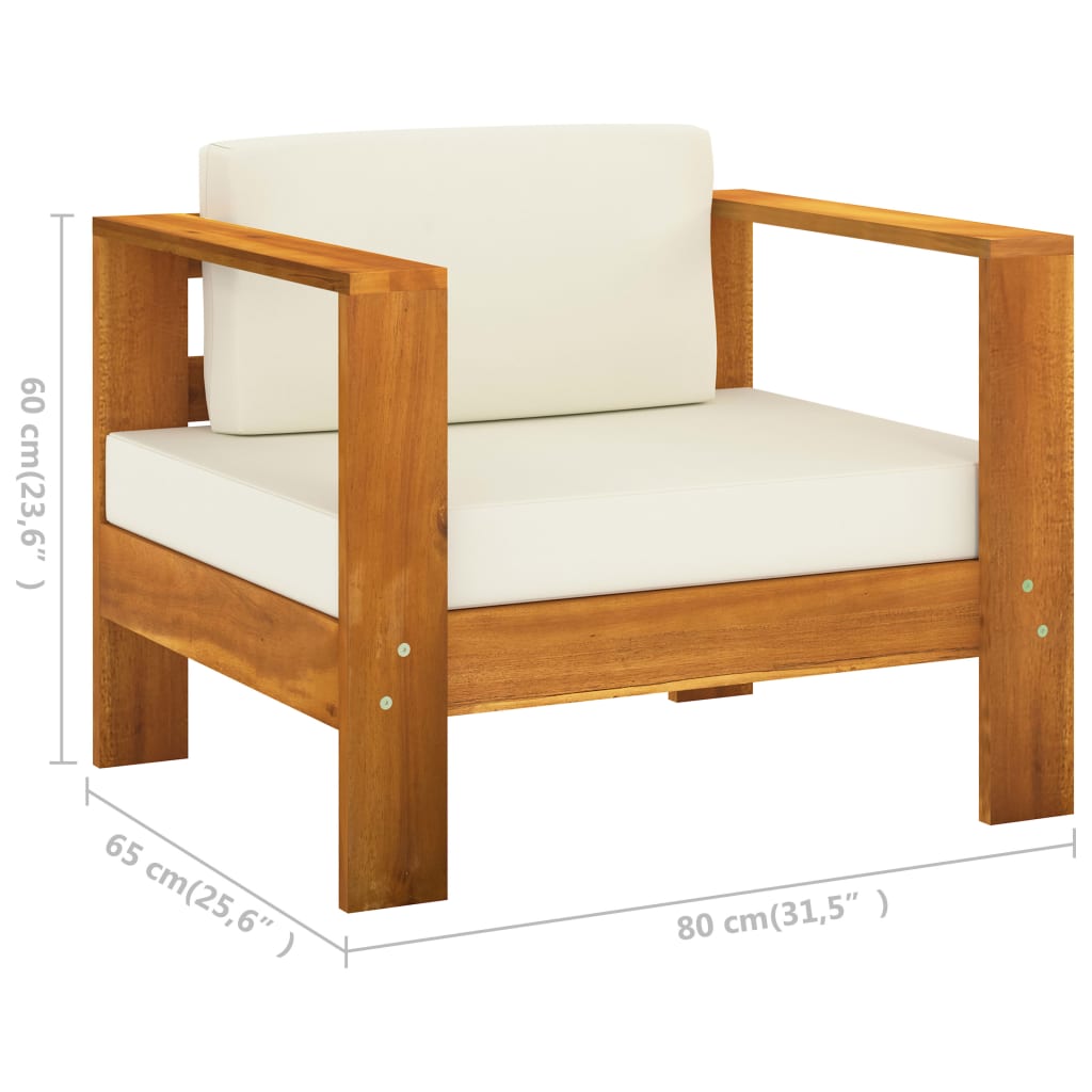 vidaXL 7-dielna záhradná sedacia súprava s krémovobielymi podložkami akáciové drevo