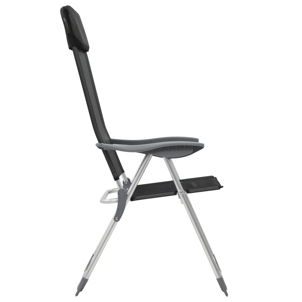 vidaXL Skladacie kempingové stoličky 4 ks, čierne, hliník
