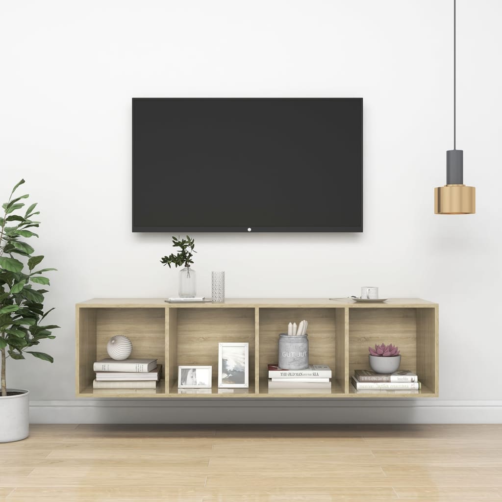 vidaXL Nástenná TV skrinka, dub sonoma 37x37x142,5cm, kompozitné drevo
