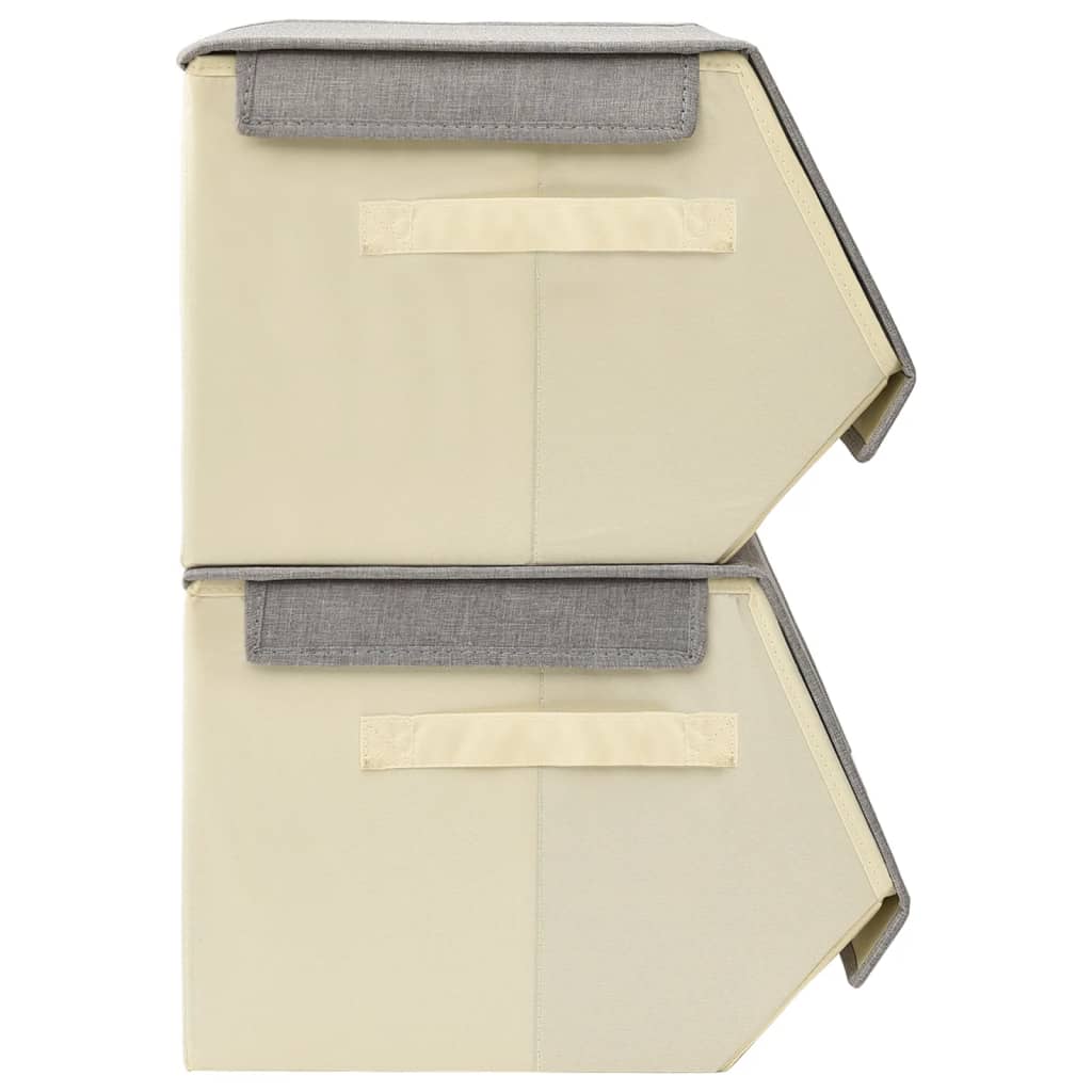 vidaXL Súprava stohovateľných úložných boxov 3 ks látková sivo-krémová