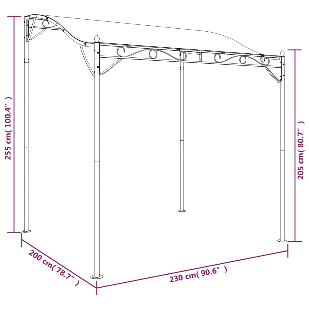vidaXL Strieška antracitová 2x2,3 m 180 g/m² látka a oceľ