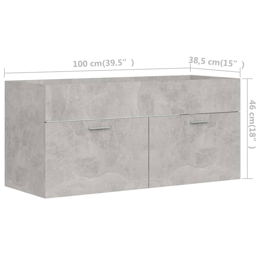 vidaXL 2-dielna súprava kúpeľňového nábytku betónovo-sivá drevotrieska