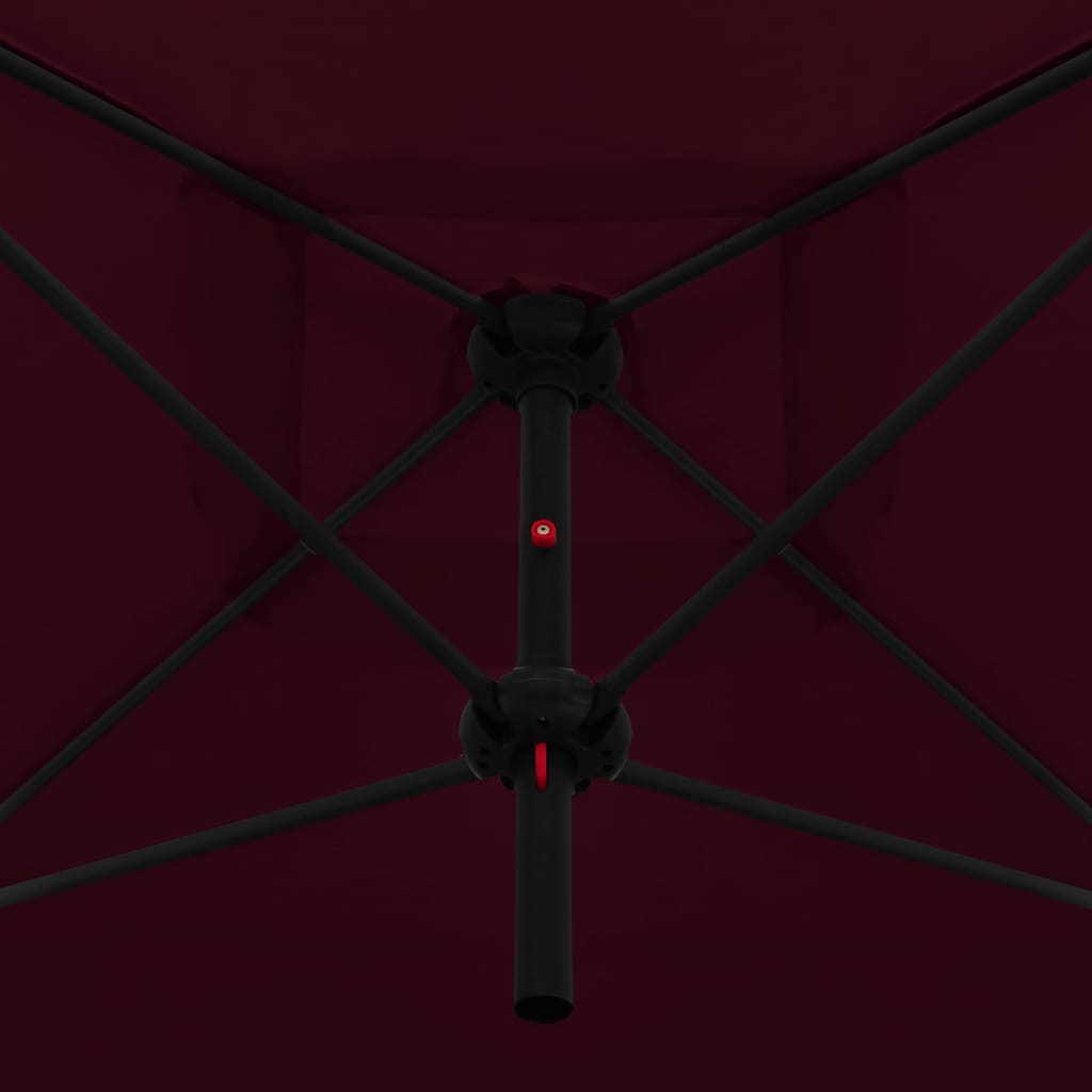 vidaXL Dvojitý slnečník s oceľovou tyčou 250x250 cm, bordovo červený