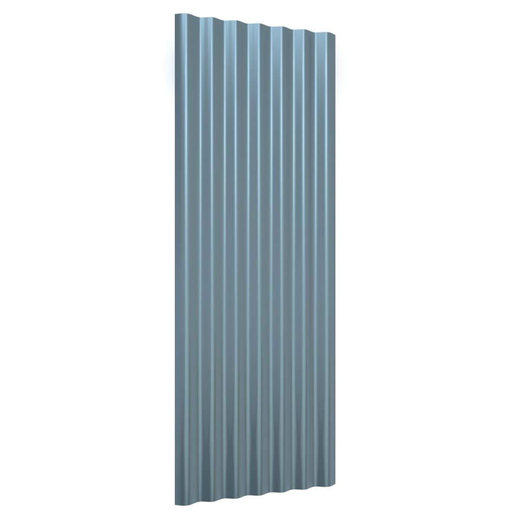 vidaXL Strešné panely 12 ks práškovaná oceľ sivá 100x36 cm