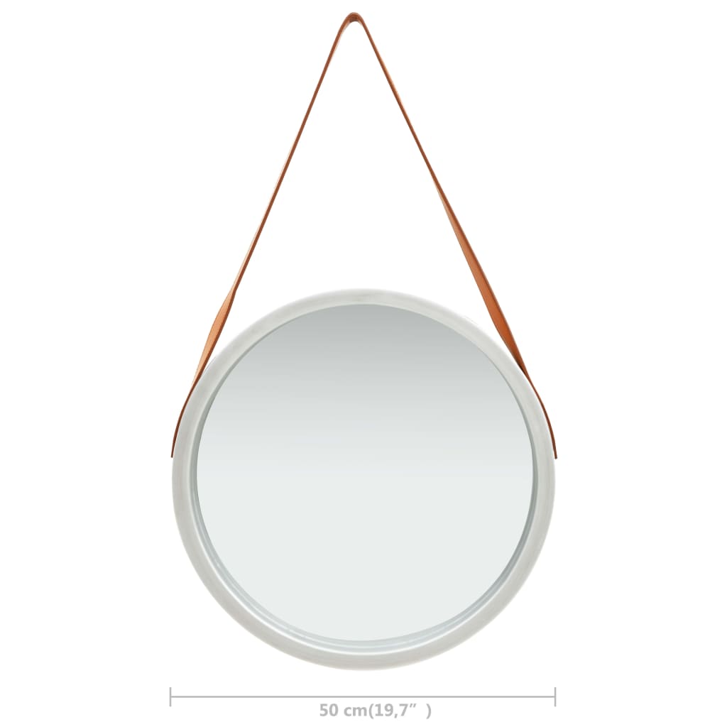 vidaXL Nástenné zrkadlo s popruhom strieborné 50 cm