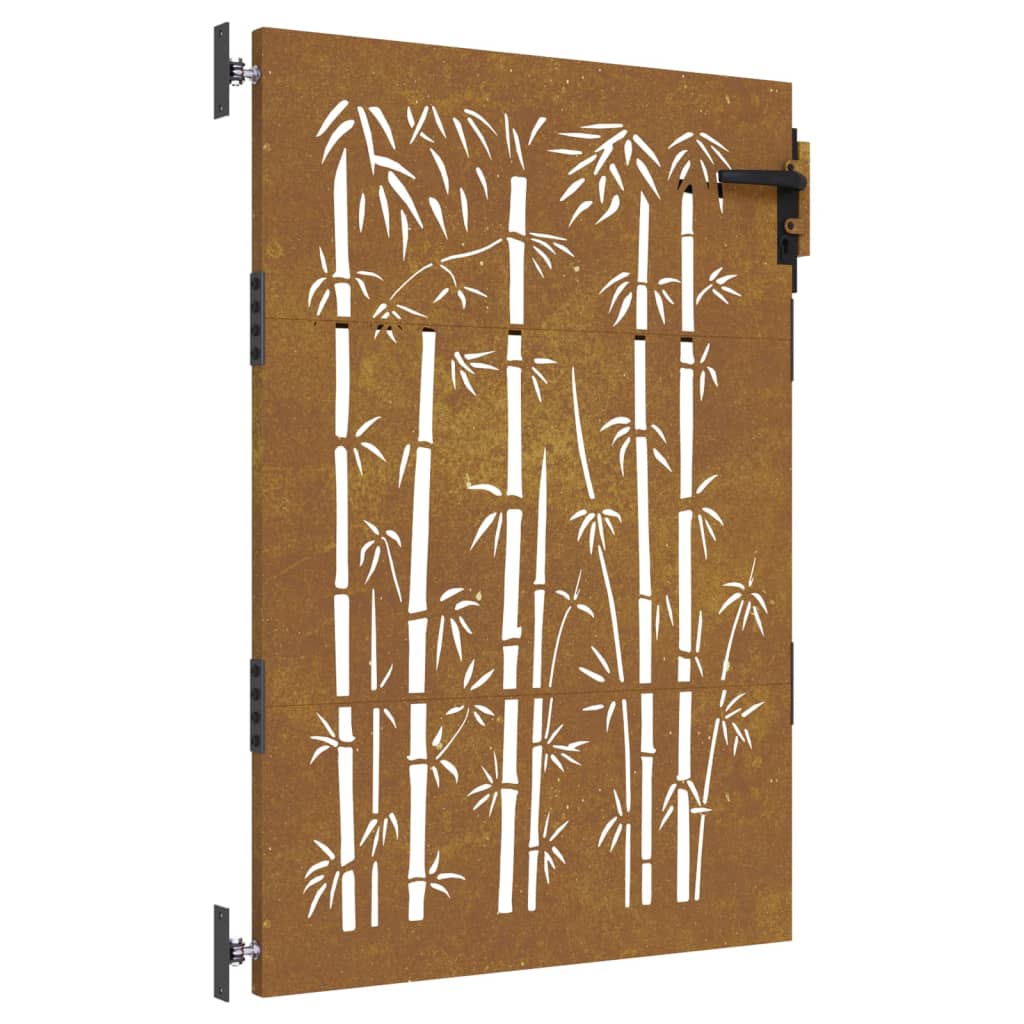 vidaXL Záhradná brána 85x150 cm kortenová oceľ dizajn bambusu