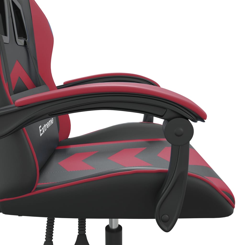 vidaXL Otočná herná stolička čierna a vínovočervená umelá koža