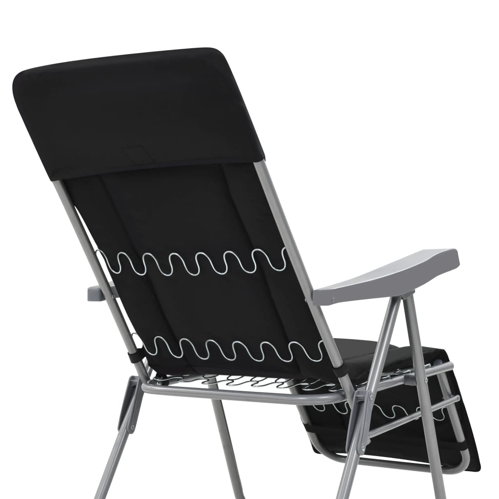 vidaXL Skladacie záhradné stoličky s podložkami 2 ks, čierne