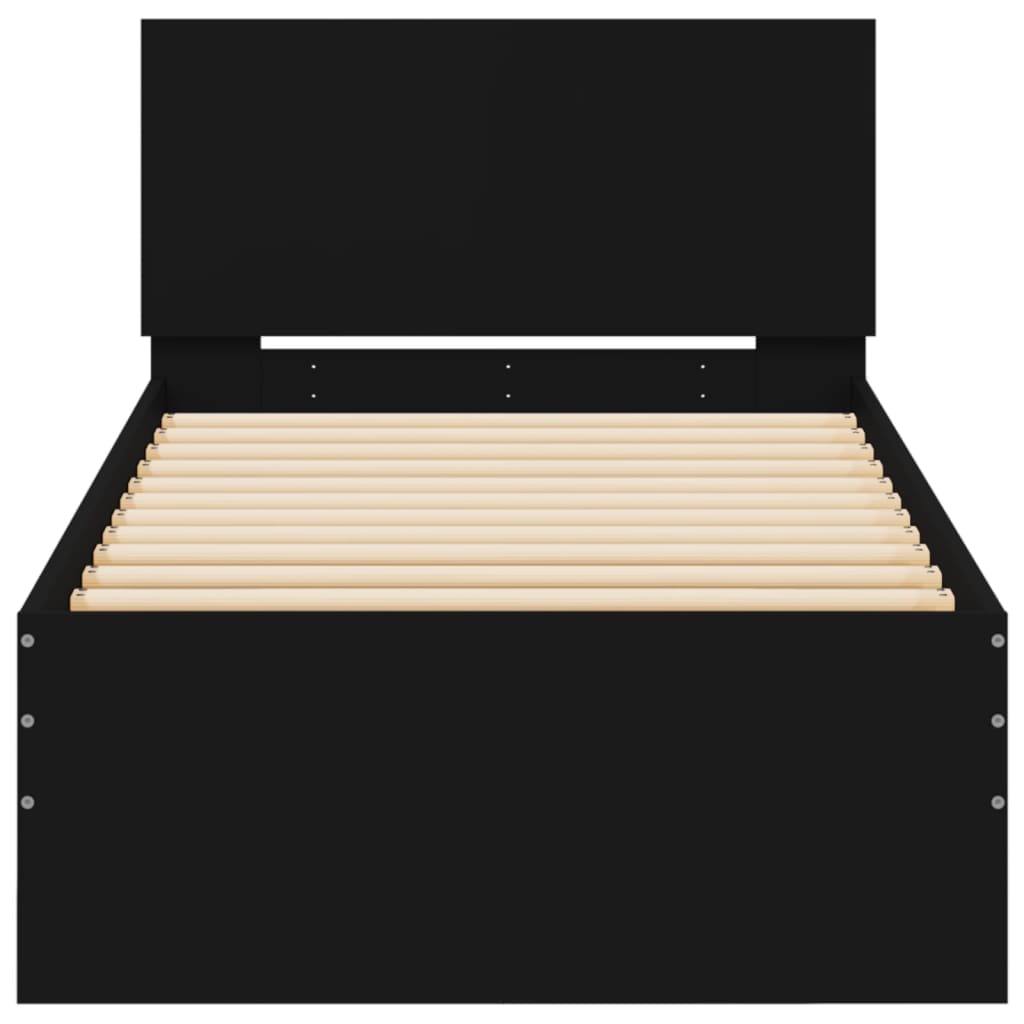 vidaXL Posteľný rám s čelom čierny 75x190 cm kompozitné drevo