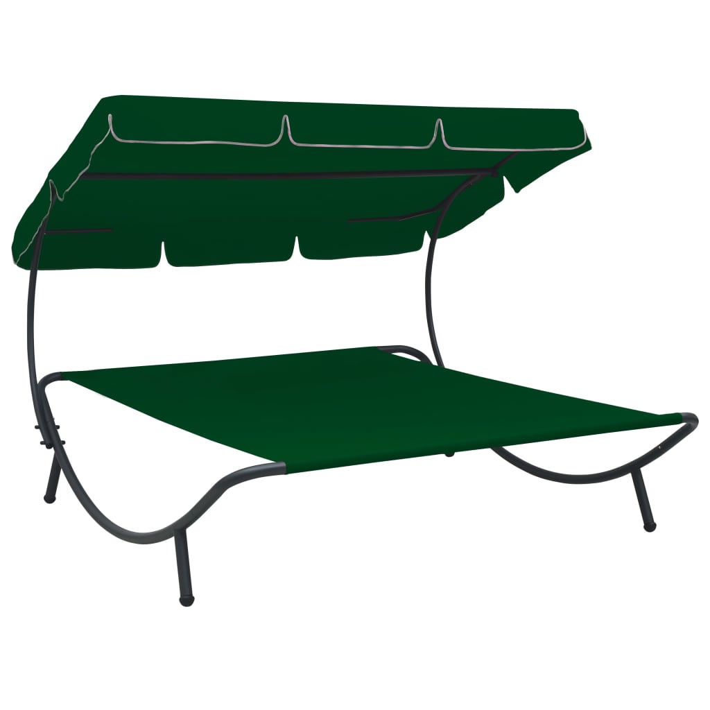 vidaXL Záhradná posteľ s baldachýnom, zelená