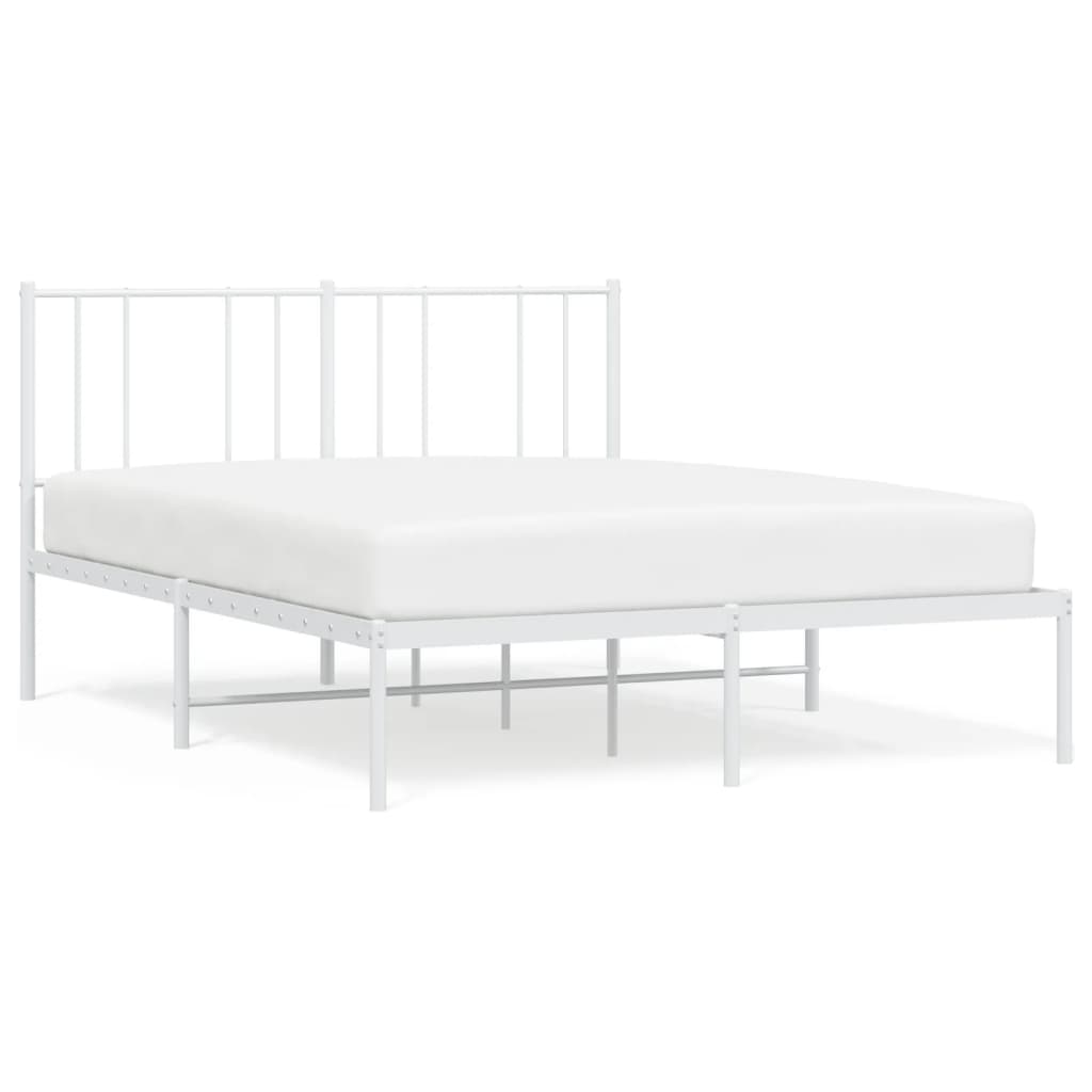 vidaXL Kovový rám postele s čelom biely 150x200 cm