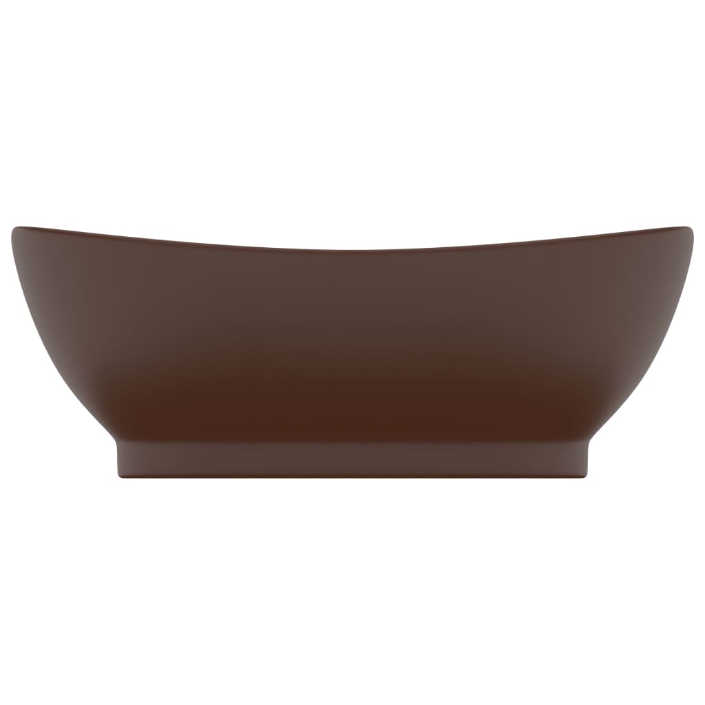vidaXL Luxusné umývadlo, prepad, matné tmavohnedé 58,5x39 cm, keramika
