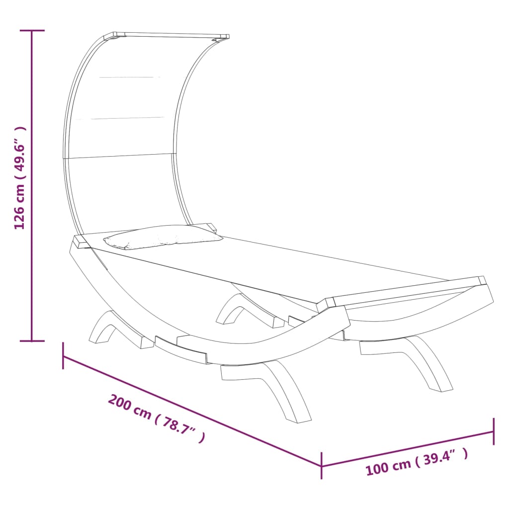 vidaXL Vonkajšia posteľ strieška 100x200x126 cm ohýbaný masív antracit