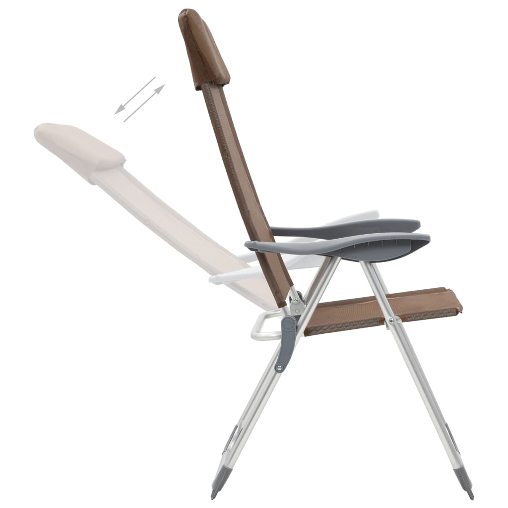 vidaXL Skladacie kempingové stoličky 2 ks, hnedé, hliník