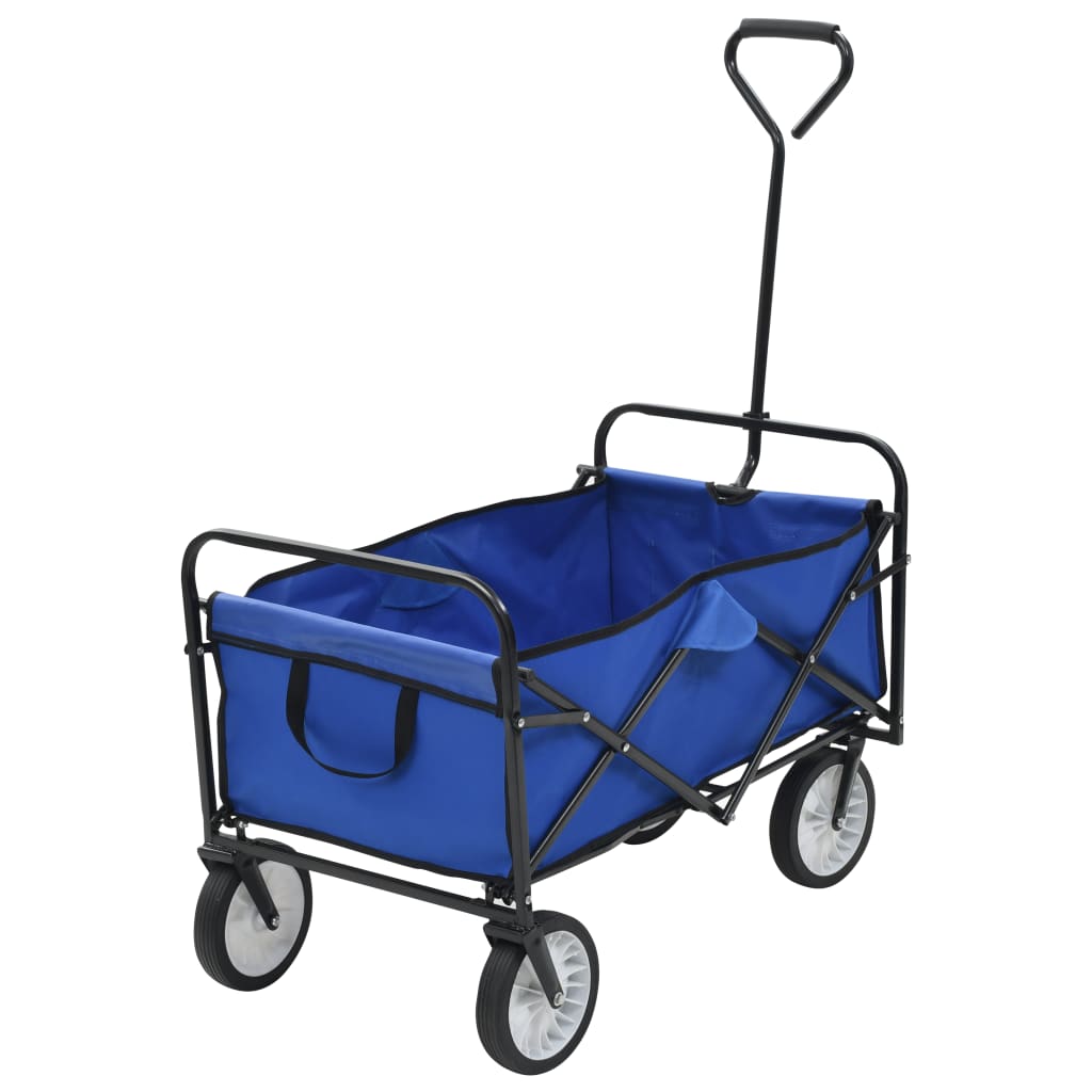 vidaXL Skladací ručný vozík, oceľ, modrý