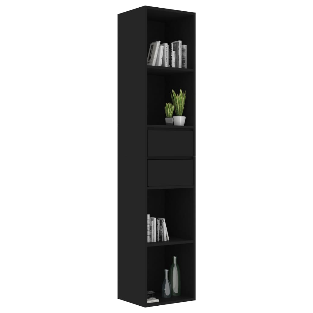 vidaXL Knižnica, čierna 36x30x171 cm, kompozitné drevo