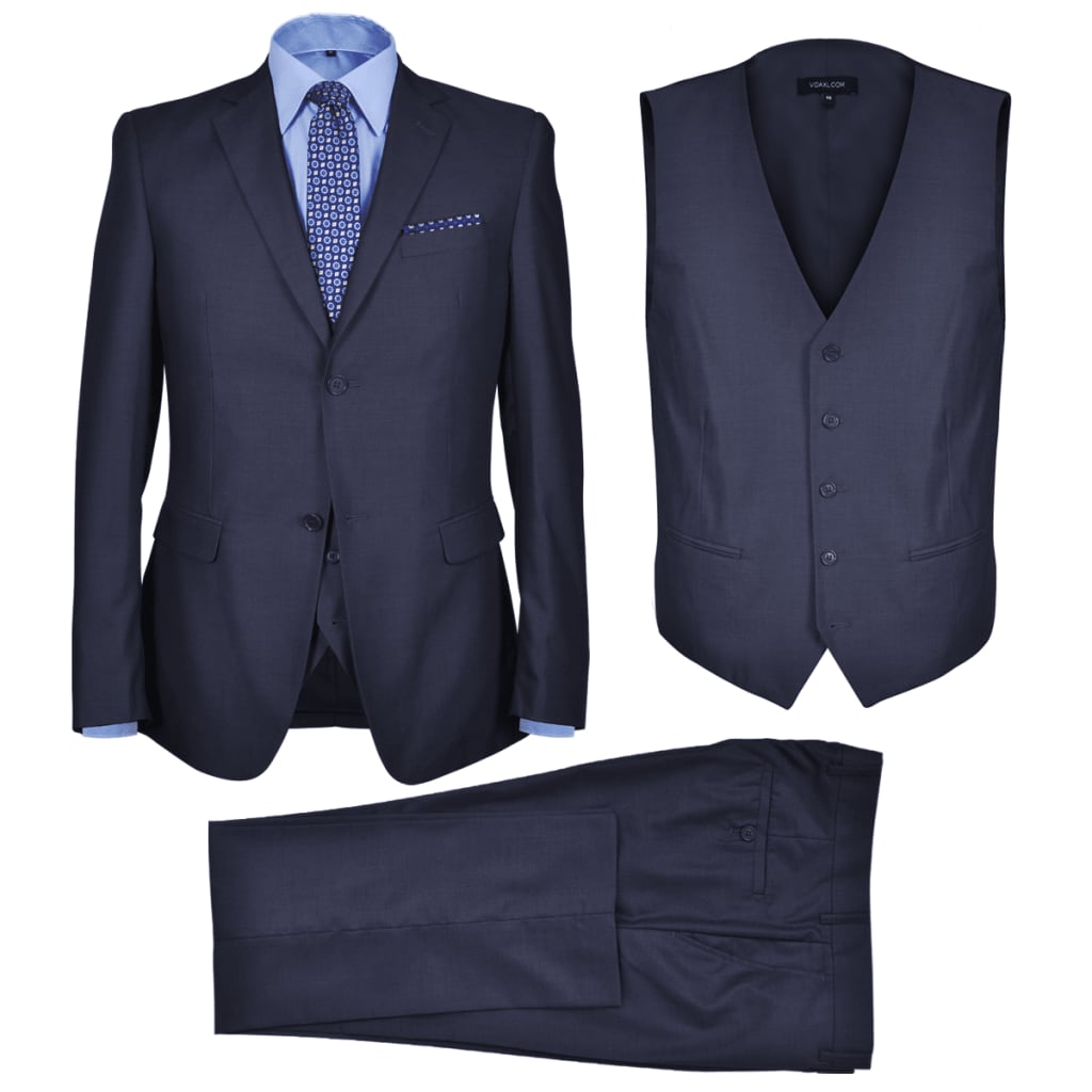 Pánsky oblek Business s vestou, veľkosť 54, námornícka modrá
