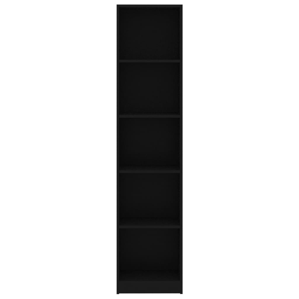 vidaXL Knižnica, 5 políc, čierna 40x24x175 cm, kompozitné drevo