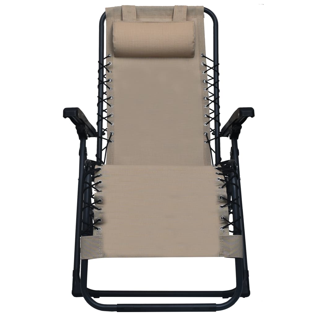 vidaXL Skladacia terasová stolička hnedo-sivá látková
