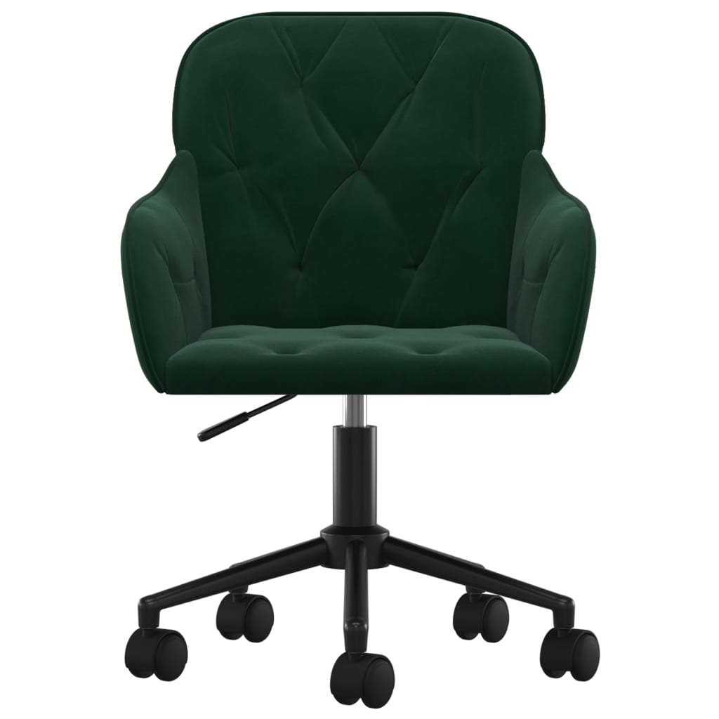 vidaXL Otočná kancelárska stolička tmavozelená zamatová