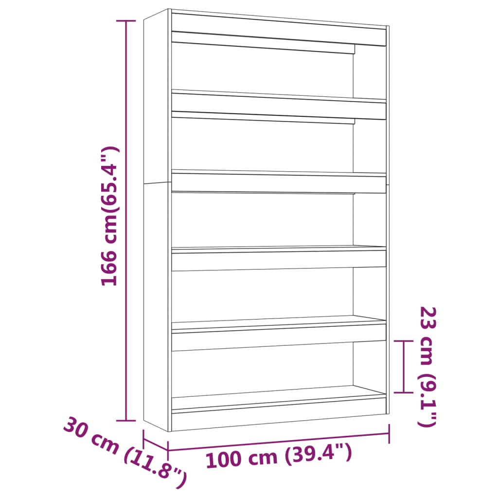 vidaXL Knižnica/deliaca stena biela 100x30x166 cm