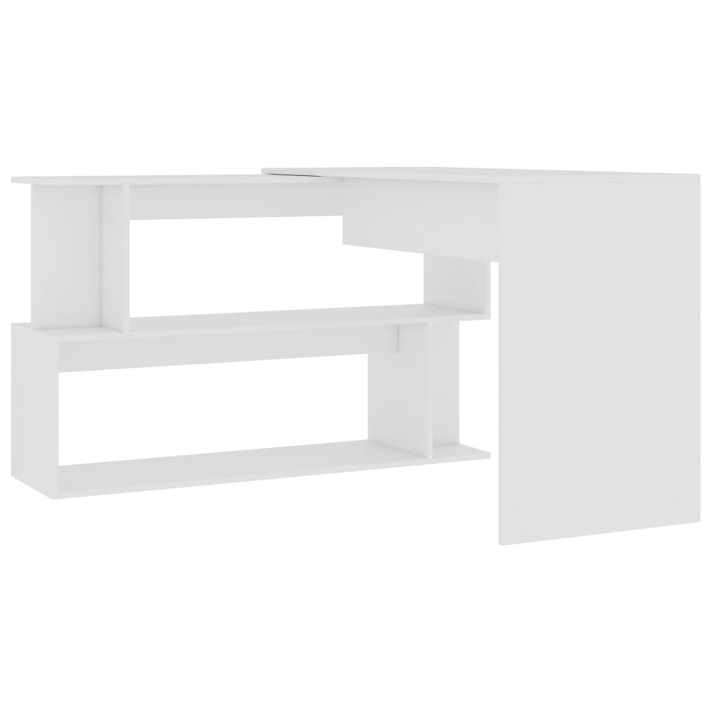 vidaXL Rohový stôl, biely 200x50x76 cm, drevotrieska