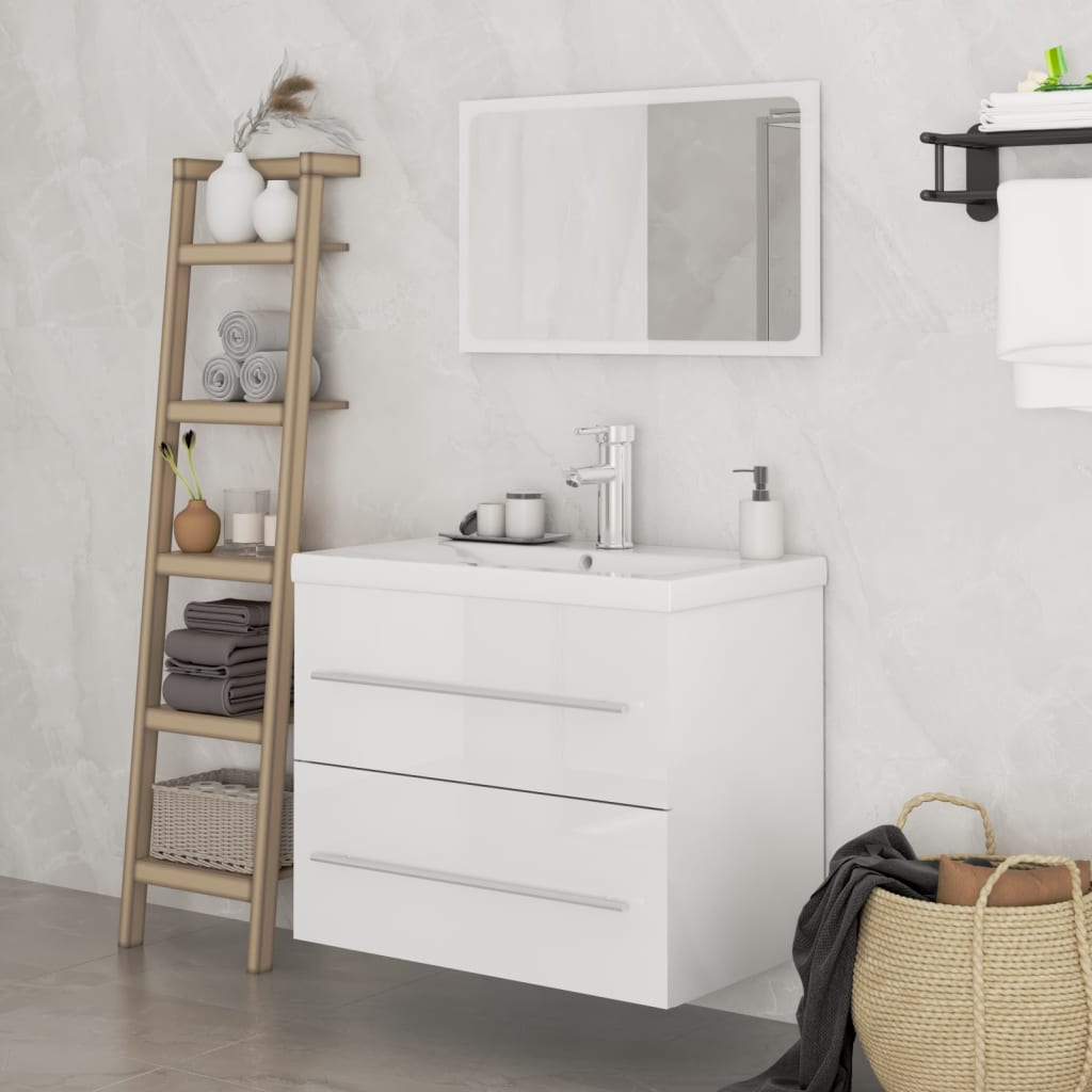 vidaXL 3-dielna súprava kúpeľňového nábytku lesklá biela
