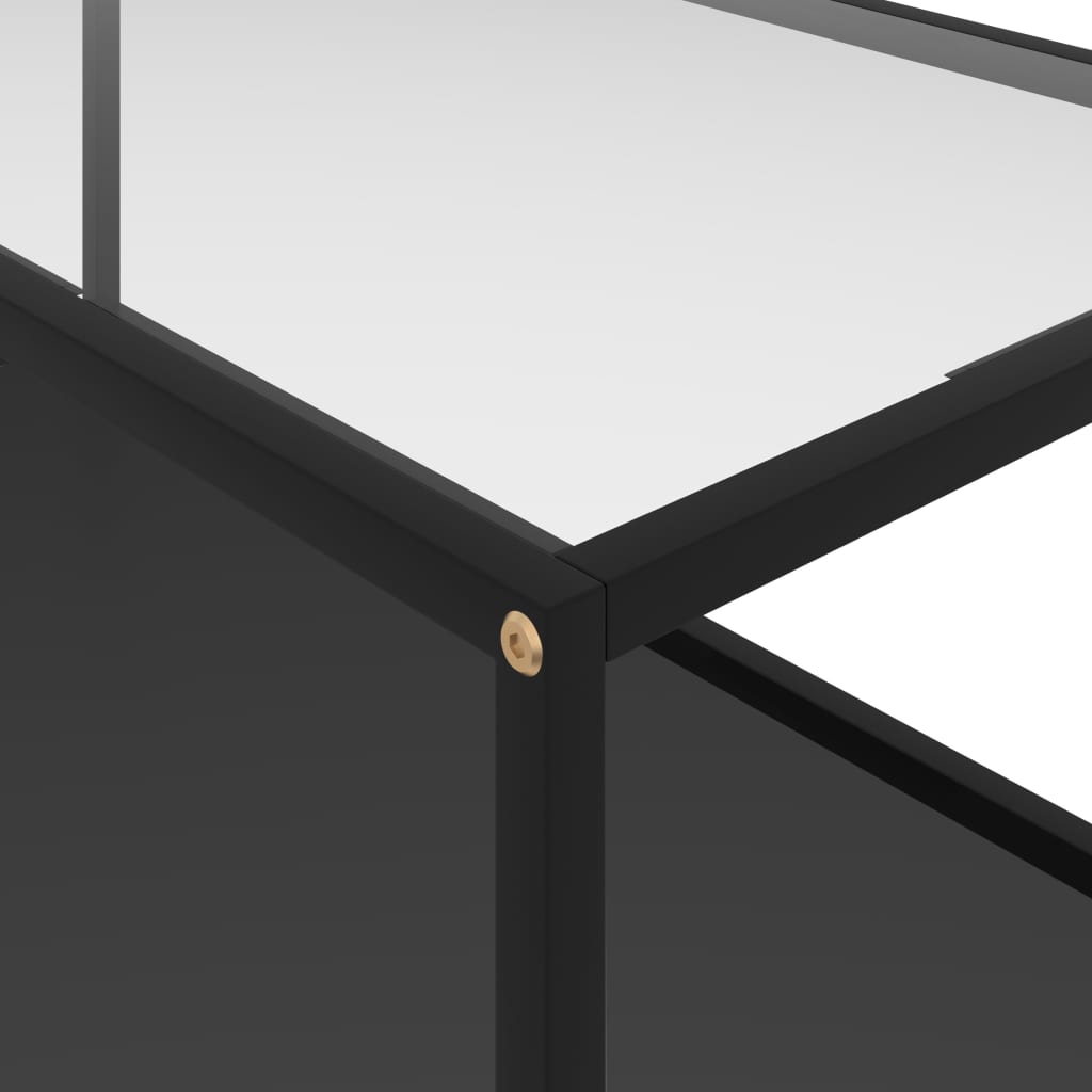 vidaXL Konferenčný stolík, priehľadný+čierny 100x50x35cm, tvrdené sklo