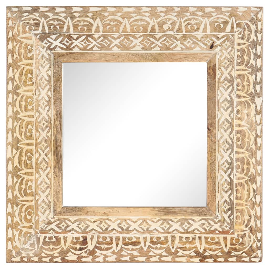 vidaXL Ručne vyrezávané zrkadlo 50x50x2,6cm masívne mangovníkové drevo