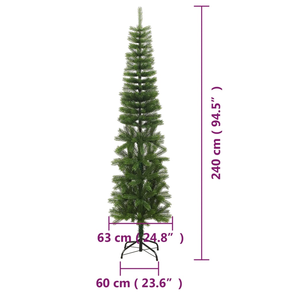 vidaXL Umelý úzky vianočný stromček s podstavcom 240 cm PE