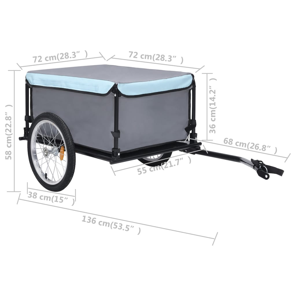 vidaXL Nákladný vozík za bicykel čierno-modrý 65 kg