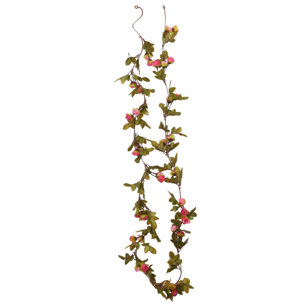 vidaXL Umelé kvetinové girlandy 6 ks ružovočervené 215 cm