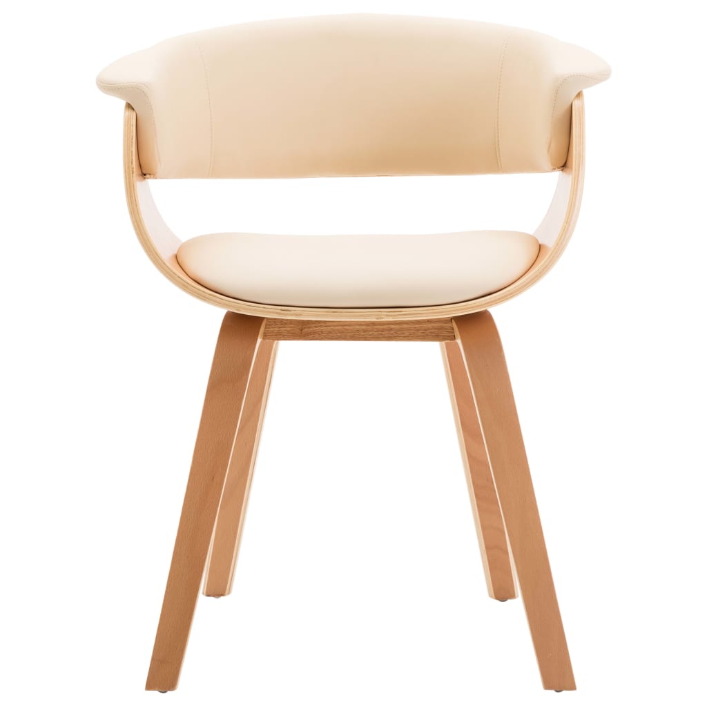 vidaXL Jedálenské stoličky 2 ks krémové ohýbané drevo a umelá koža