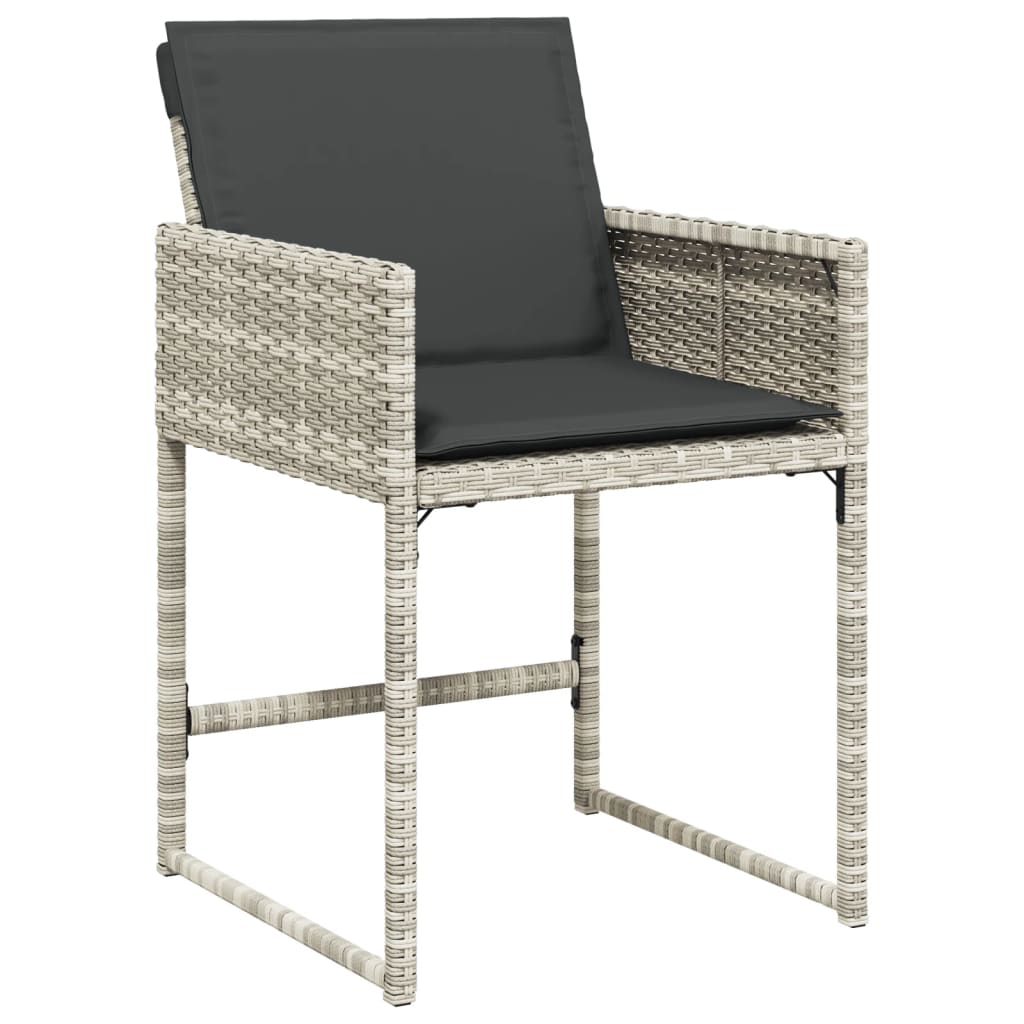 vidaXL Záhradné stoličky s vankúšmi 4 ks svetlosivé polyratan