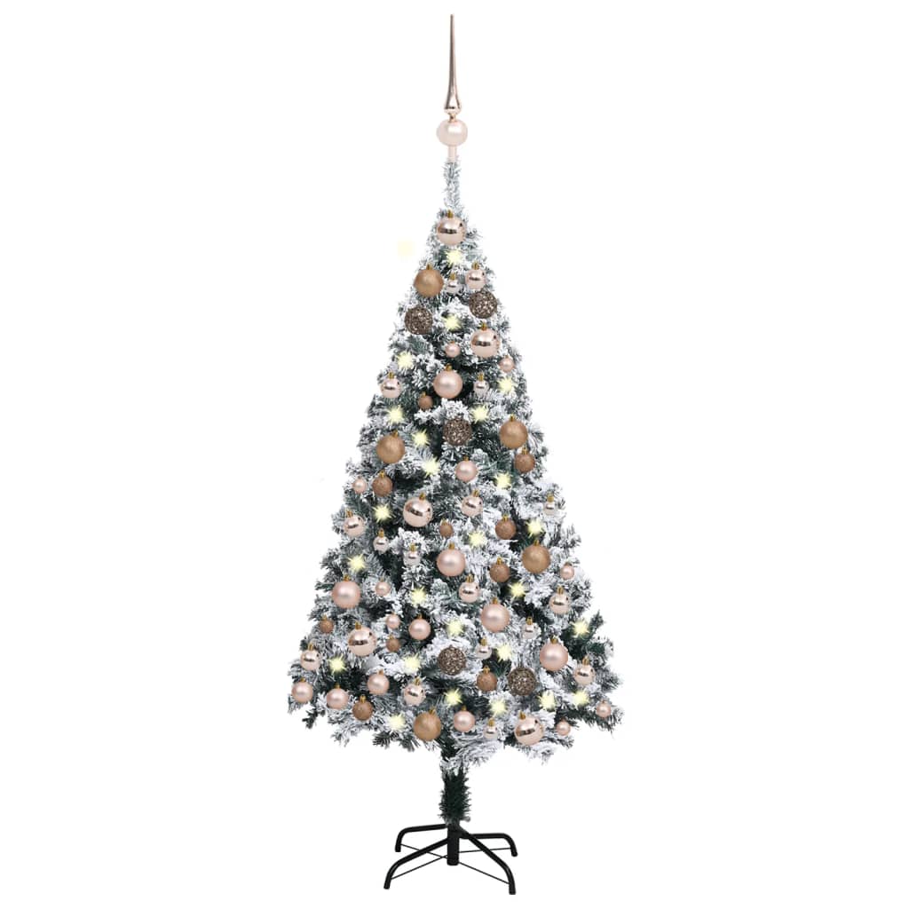 vidaXL Umelý vianočný stromček s LED a súpravou gulí zelený 120 cm