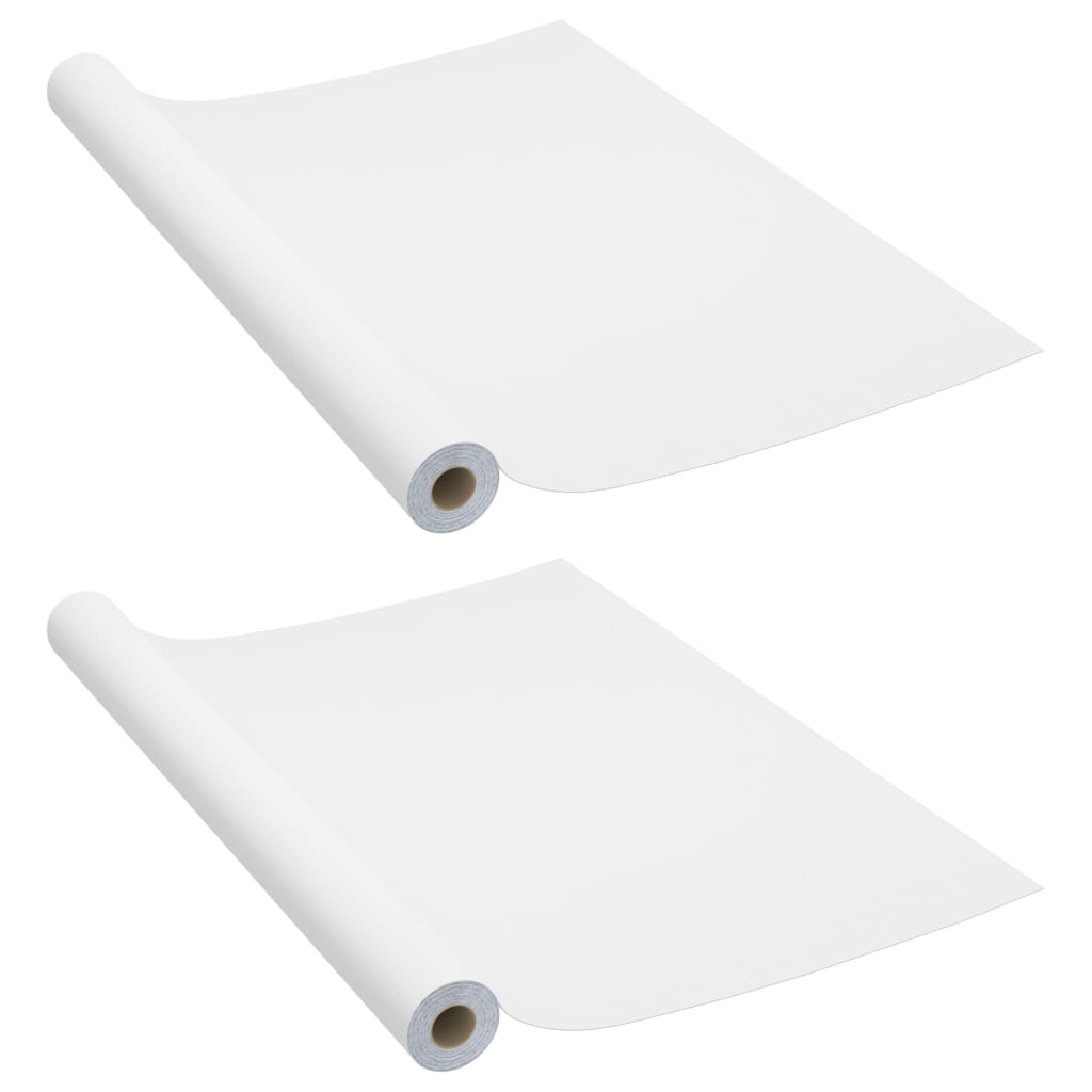 vidaXL Samolepiace tapety na nábytok 2 ks, biele 500x90 cm, PVC